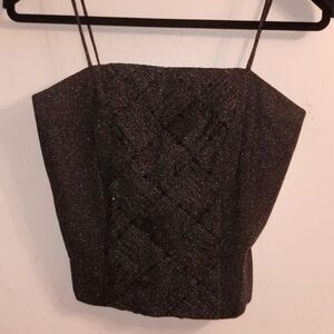 Black w/silver sparkly halter incredible beadwork !
